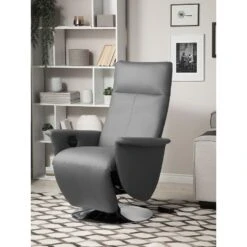 Beliani TV-fauteuil PRIME - Grijs Kunstleer -Tuinmeubel Winkel f51407b72d1c43db8609edaa081dbdef