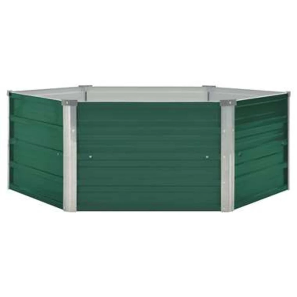 VidaXL Plantenbak Verhoogd 129x129x46 Cm Gegalvaniseerd Staal Groen 4 VidaXL Plantenbak Verhoogd 129x129x46 Cm Gegalvaniseerd Staal Groen - Afbeelding 2