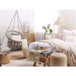 Beliani Hangstoel GABELLA - Grijs Katoen -Tuinmeubel Winkel f6a01ceab96941e8a81d4aae27f573e8