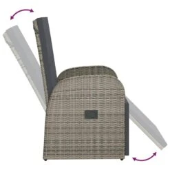 VidaXL Tuinstoel Verstelbaar Met Kussen Poly Rattan Grijs -Tuinmeubel Winkel f8073a3a23934c6d99bbacd8f8a122e1